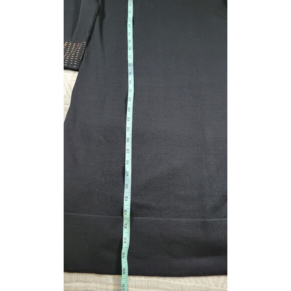 Peruvian Connection Cotton Knit Tunic Dress Size M Black Brown Embroidered 3/4 - Picture 7 of 8